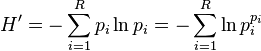 Equation for the Shannon Index