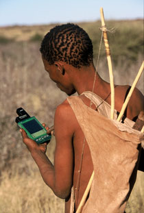 A hunter using the CyberTracker software to record animal behavior. Image Credit: CyberTracker